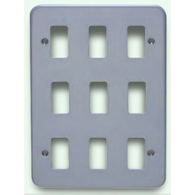 9 GANG SURFACE METALCLAD GRID PLATE