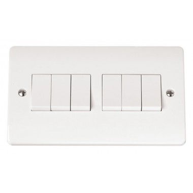 MODE 10AX 6 Gang 2 Way Plate Switch