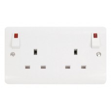 MODE 13A 2 Gang DP O/B Switched Socket Outlet + Neons MODE 13A 2 Gang DP O/B Switched Socket Outlet + Neons